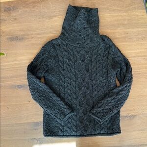 Aran Turtleneck Cable Knit Sweater 100% Wool EUC- L